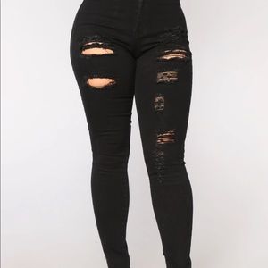 Black Fashion Nova Tris Skinny Jeans Distressed